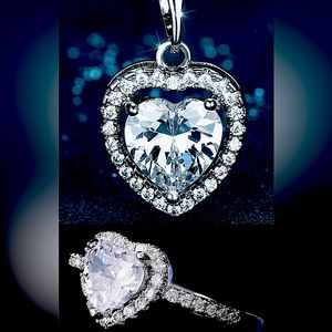 Heart shaped necklace and ring set